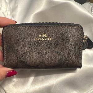 Coach Signature Brown Coated Canvas Wallet